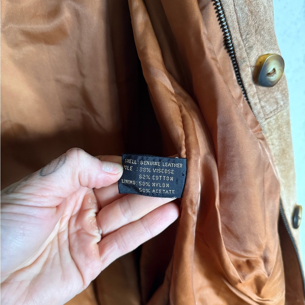Vintage Express Patchwork Suede Coat - Picture 4 of 6